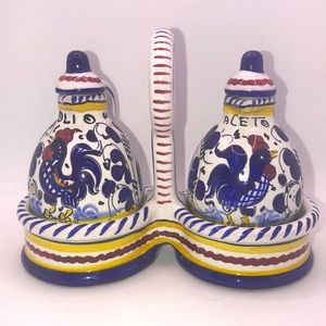 🧡 Deruta Oil Vinegar Cruet with Caddy 🧡